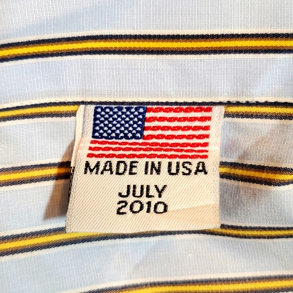 MILLER BROTHERS LTD BLUE & YELLOW  STRIPPED LONGSLEVE BUTTON UP - Picture 4 of 5